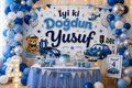 Kişiye Özel İyi Ki Doğdun Doğum Günü Branda Afişi 50x70 cm | Erkek Çocuk Doğum Günü Arka Fon Brandası