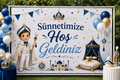Sünnetimize Hoş Geldiniz Brandası 50x70 cm | Sünnet Organizasyonu Arka Fon Brandası