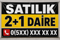 Satılık 2+1 Daire Branda İlanı – Kişiye Özel Telefon Numaralı Vinil Branda | 35x50 - 50x70 - 70x100 cm