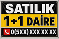 Satılık 1+1 Daire Branda İlanı – Kişiye Özel Telefon Numaralı Vinil Branda | 35x50 - 50x70 - 70x100 cm
