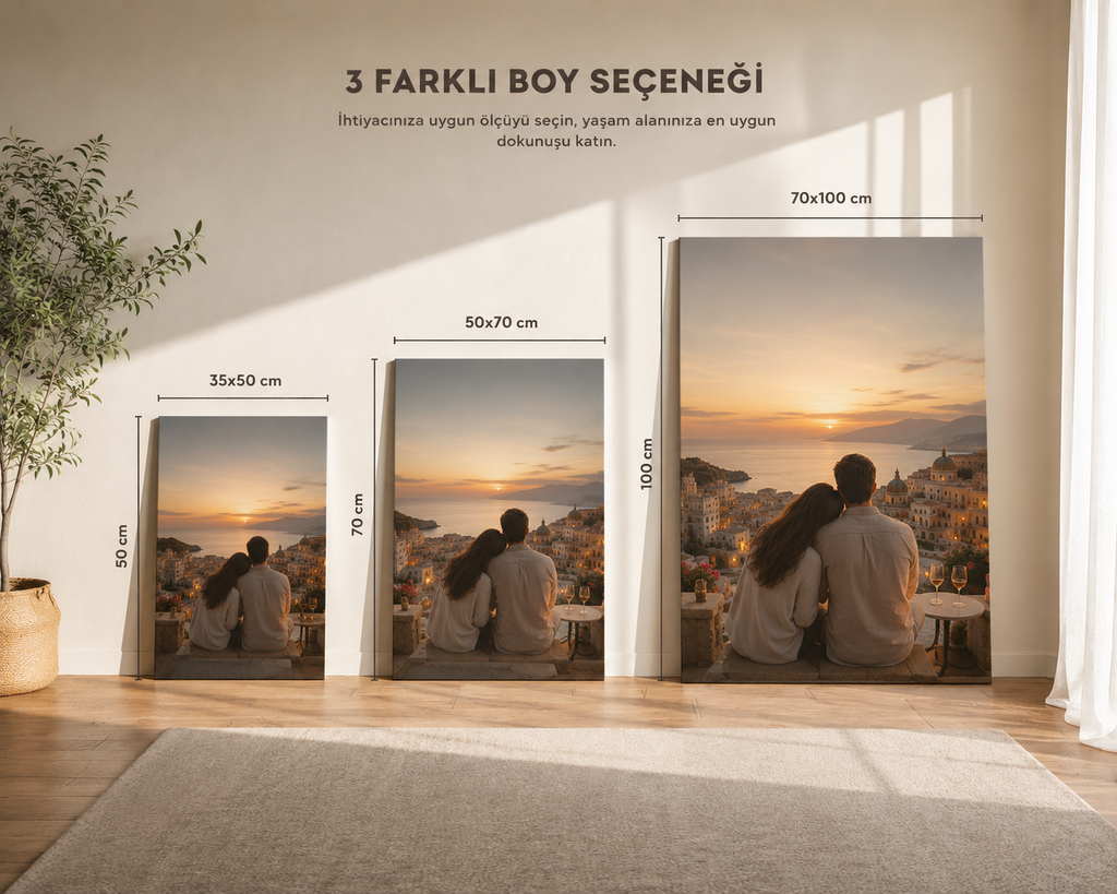 Kişiye Özel Ahşap Çerçeveli Kanvas Tablo – UV Baskılı Fotoğraf Tablosu (35x50 / 50x70 / 70x100 cm)