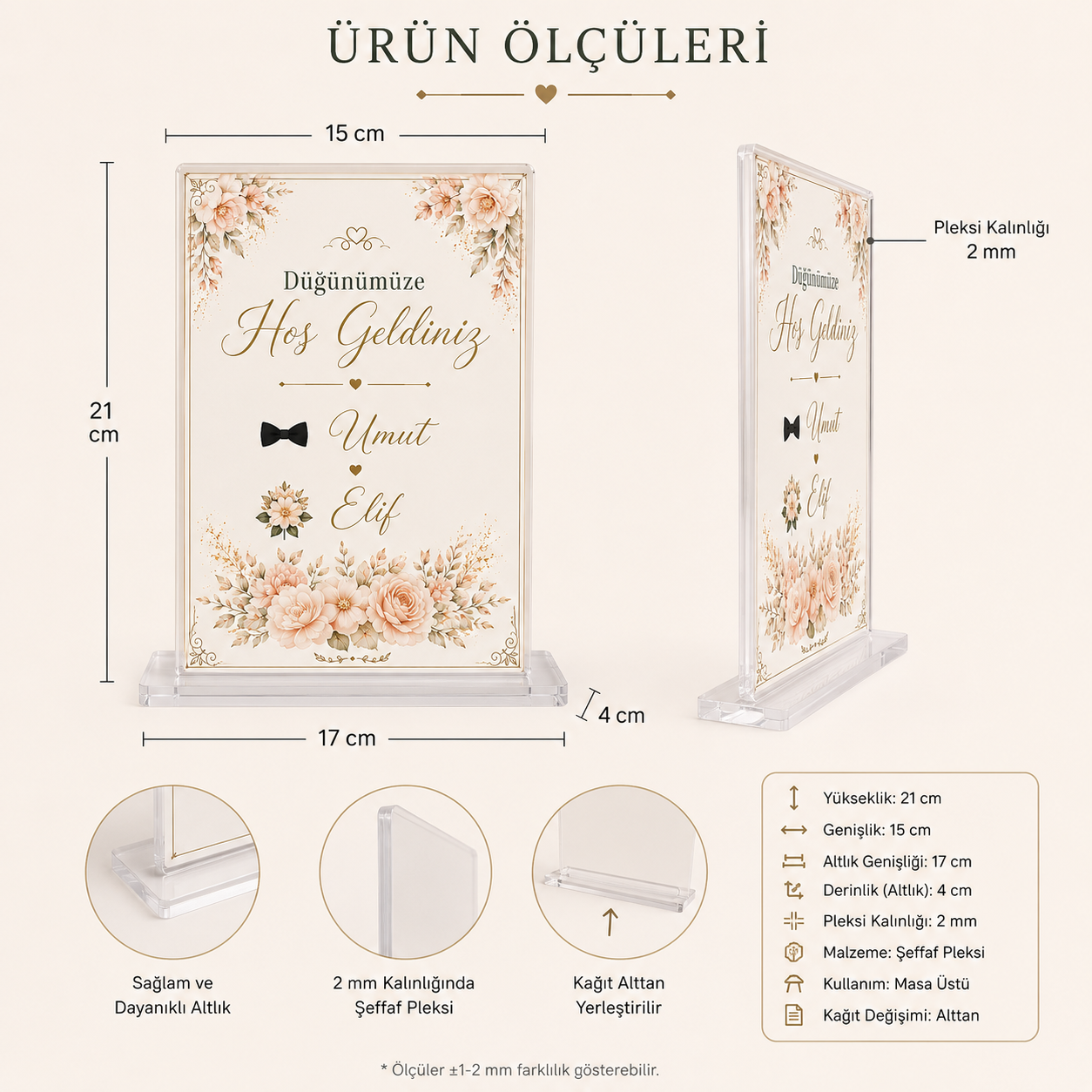 Kişiye Özel Düğünümüze Hoş Geldiniz Masaüstü Karşılama Panosu