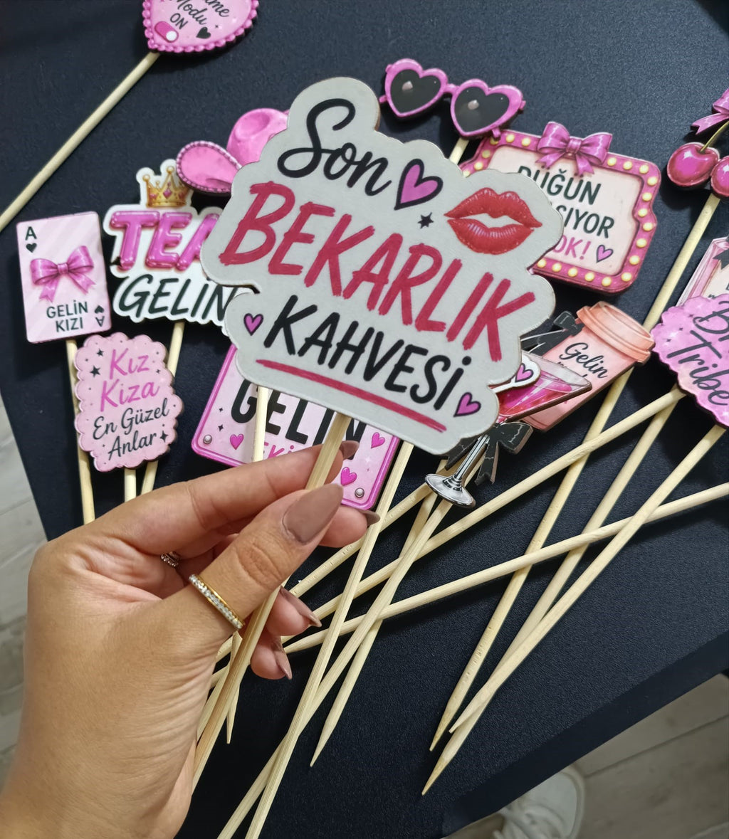 19 Parça Bekarlığa Veda Pasta Süsü Seti – Bride To Be Parti Kürdanları