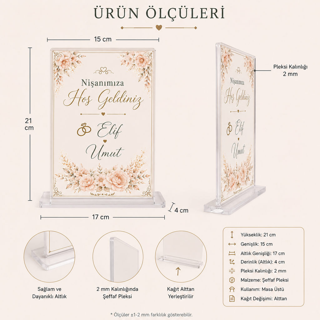 Kişiye Özel Nişanımıza Hoş Geldiniz Masaüstü Karşılama Panosu