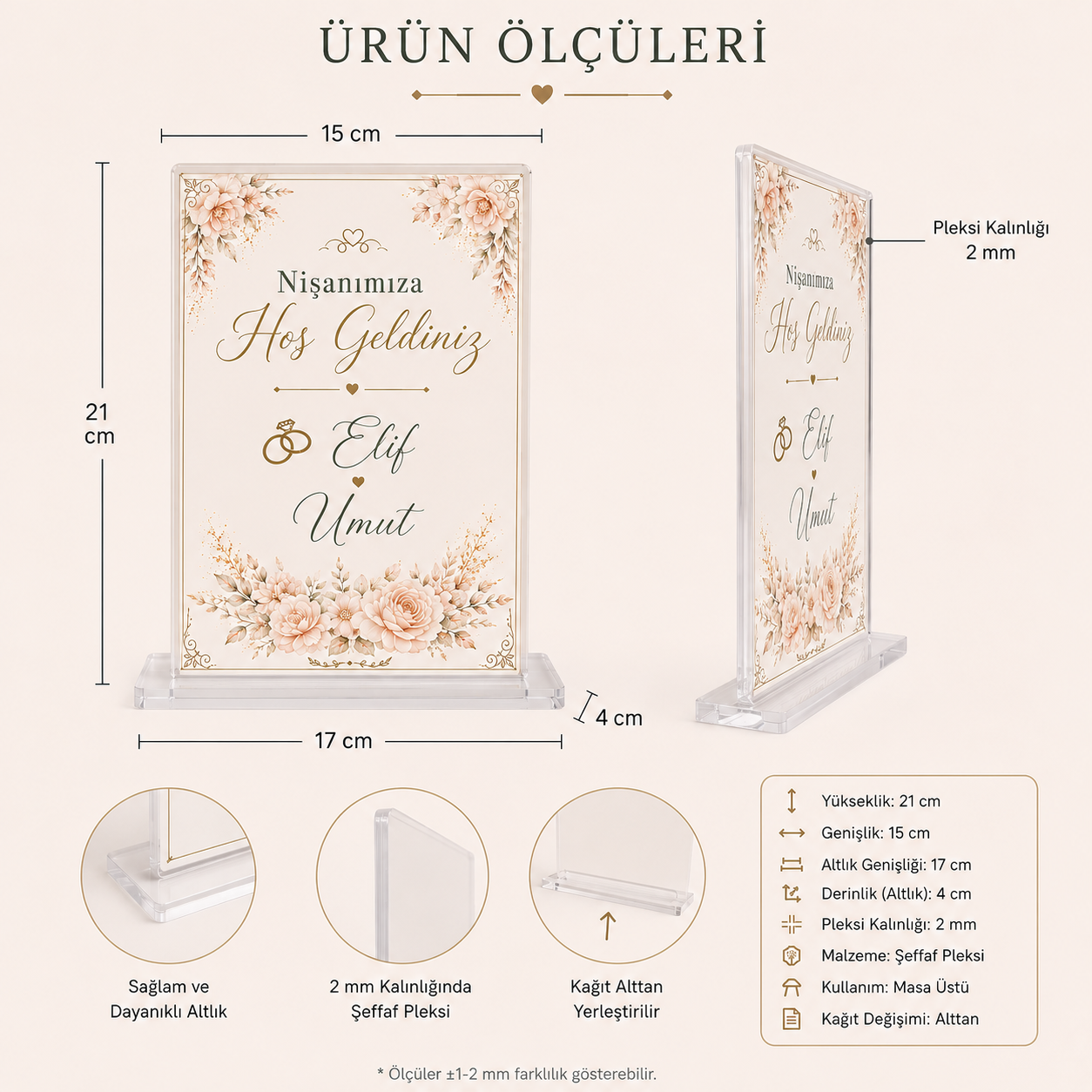 Kişiye Özel Nişanımıza Hoş Geldiniz Masaüstü Karşılama Panosu