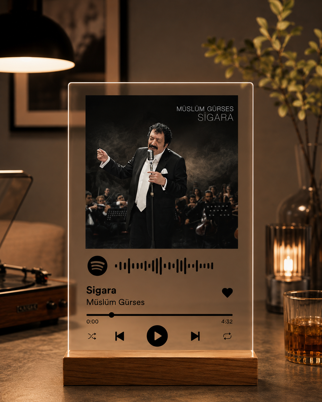 Müslüm Gürses Sigara Spotify Tasarımlı Pleksi Dekor